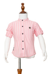 Gusto Newborn Boys Striped Chinese Collar Shirt